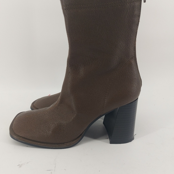 Mango leather heeled ankle boots in khaki Size 36/6 - Picture 6 of 9